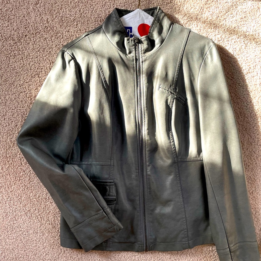 Grey Alfani women’s medium leather jacket